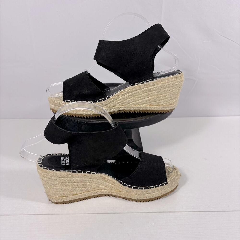 Eileen Fisher Black and Tan Wedge Sandals Size 7.5 and 8
